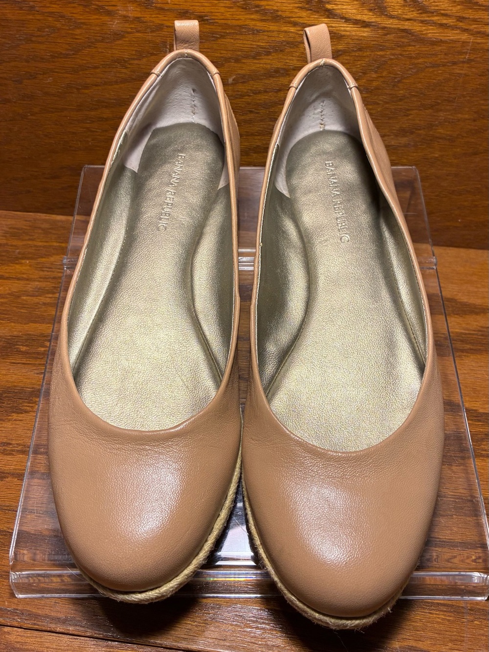 Banana Republic Espadrille Ballet Flats Nude Leather Size 8.5